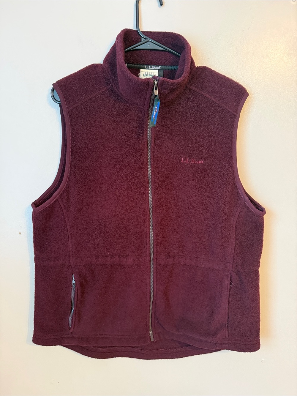 Vintage Made In USA LL Bean Fleece Vest Full Zip Waist Cinch Gorpcore Hiking